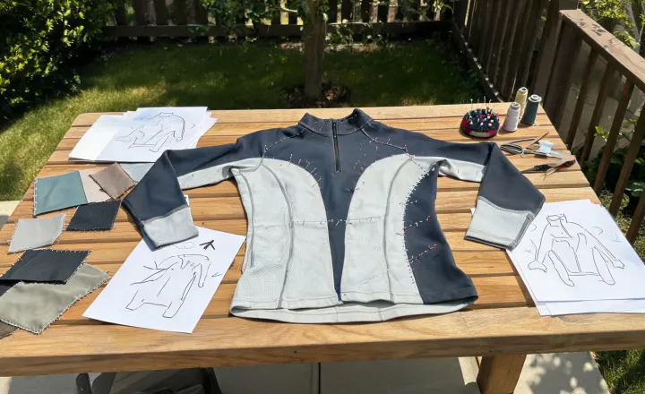 Outdoor garment prototype bench