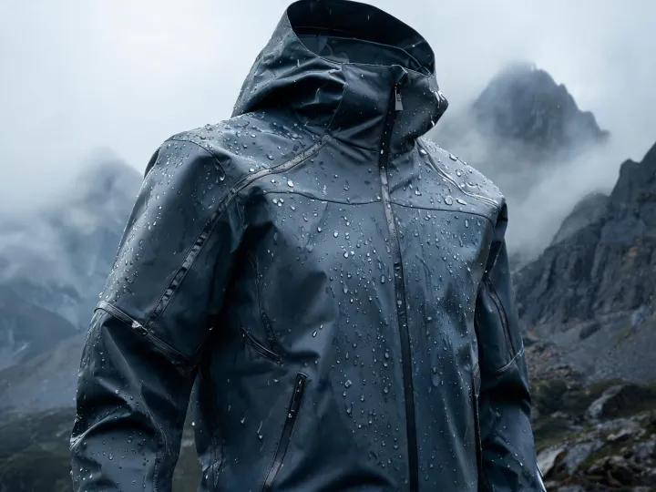 Alpine shell fabric in wet mountain conditions